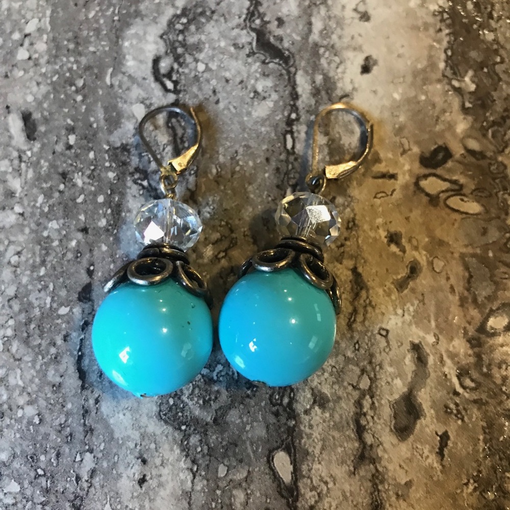 Blue bead earrings